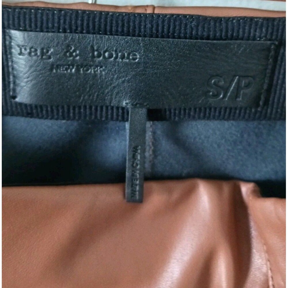 Rag & Bone Faux Leather Leggings Petite PS Brown High Rise Stretch Pants - Picture 4 of 7